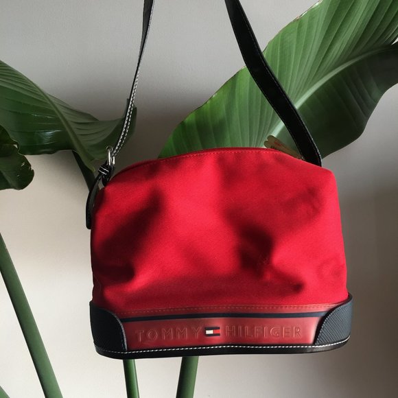 00s Tommy Hilfiger Red Purse/Baguette Bag - Picture 1 of 15